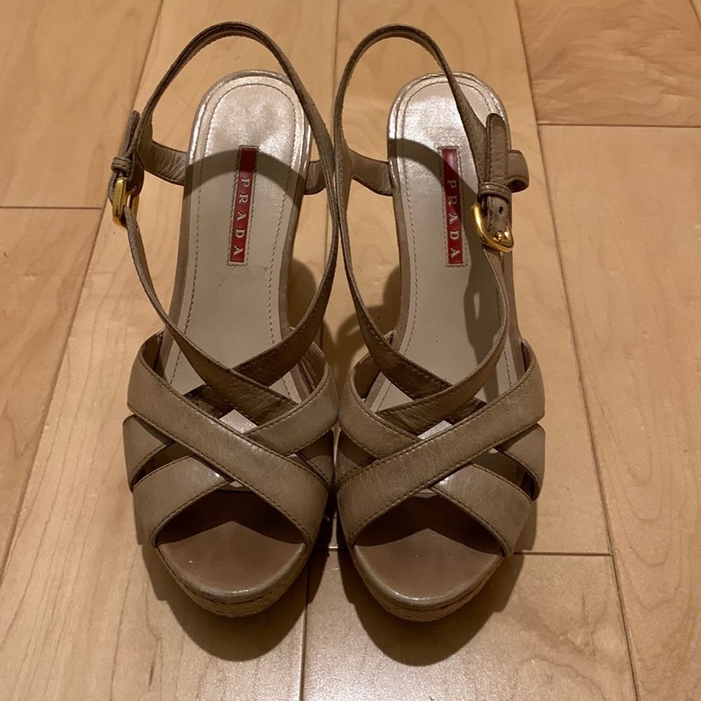Prada Cork Wedge Sandal size 37